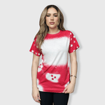 ILTEX Apparel Women's Clothing Fourth of July Stars Red Blank Faux Bleached Top