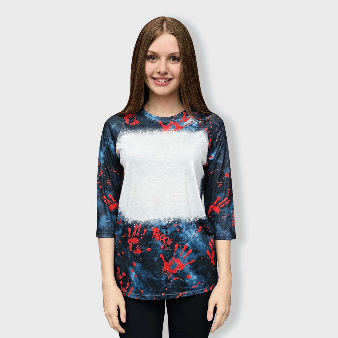 ILTEX Apparel Women's Clothing Halloween Raglan Blank Faux Bleached Top - HAW202