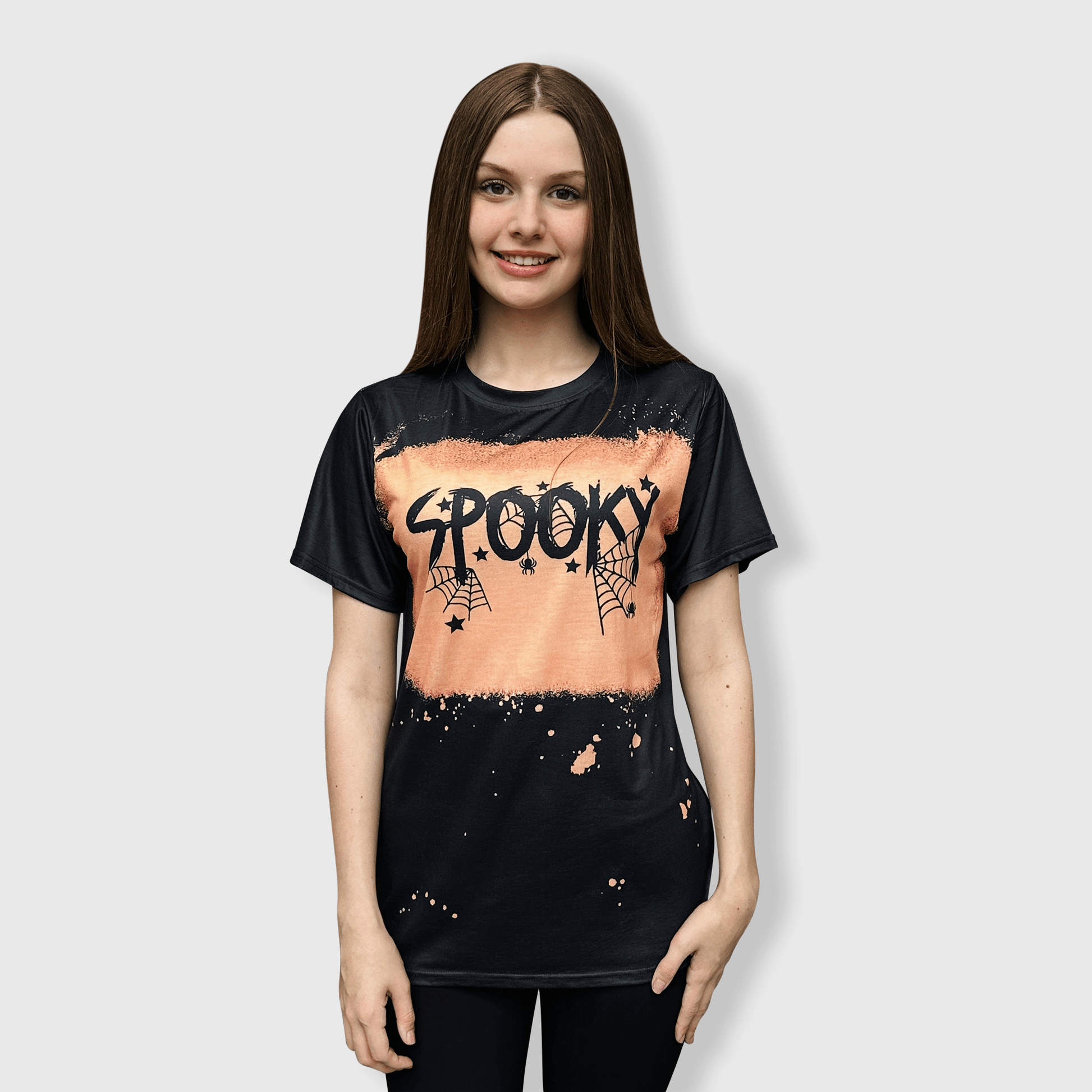 ILTEX Apparel Women's Clothing Halloween 'Spooky' Black Bleached Top