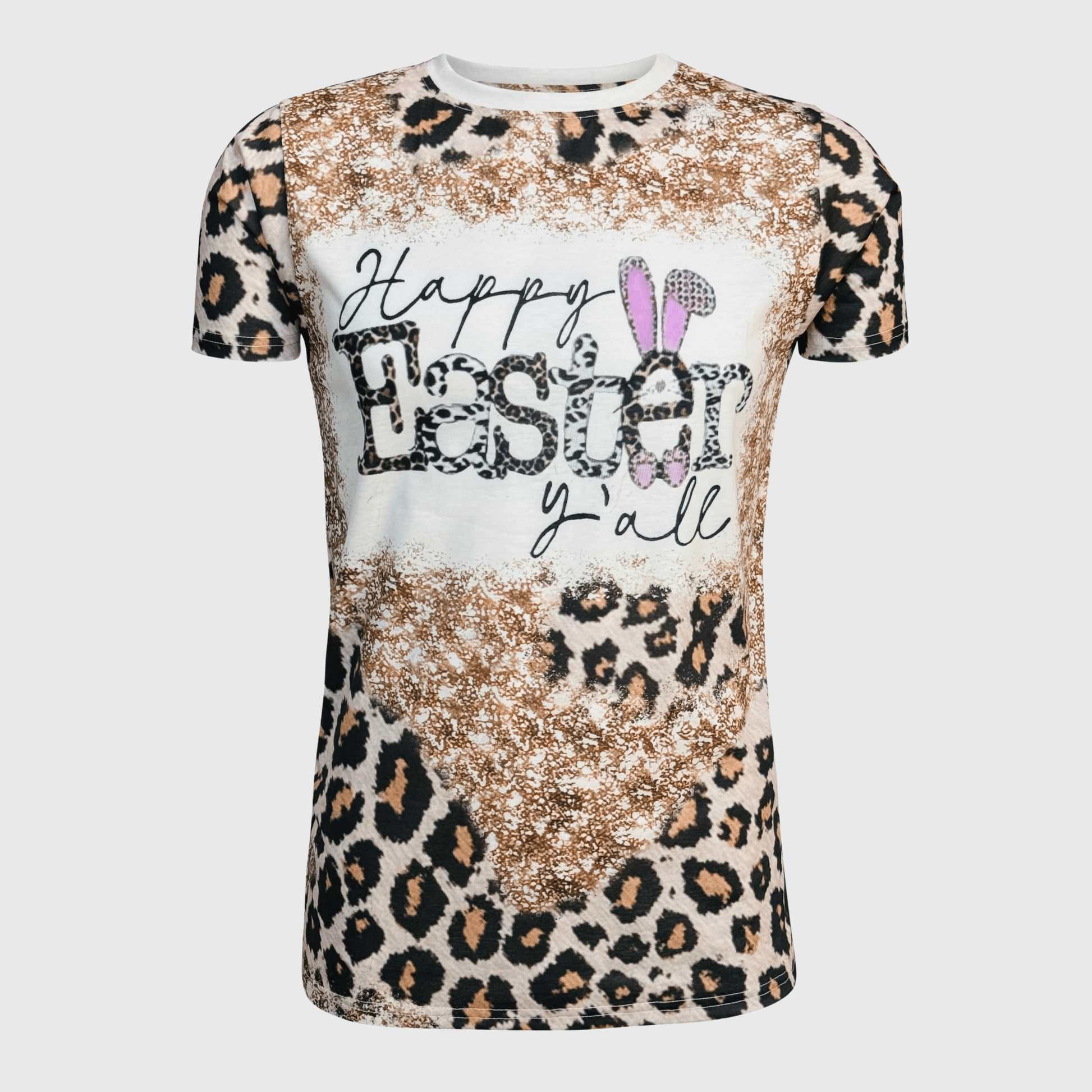 ILTEX Apparel Women's Clothing Happy Easter y'all Cheetah Top