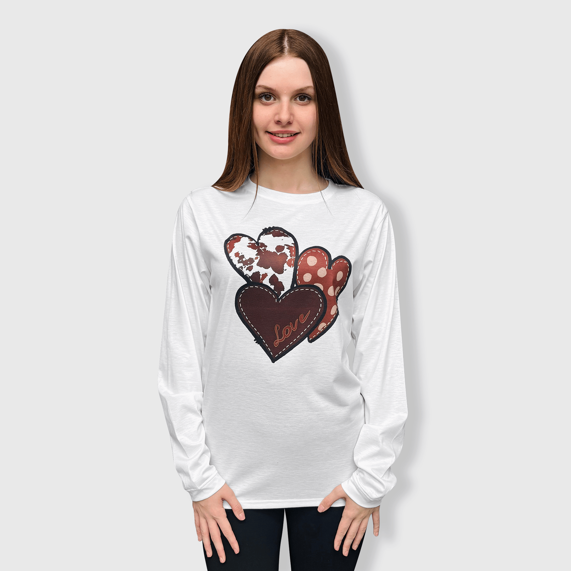 ILTEX Apparel Women's Clothing Heart Cow White Top