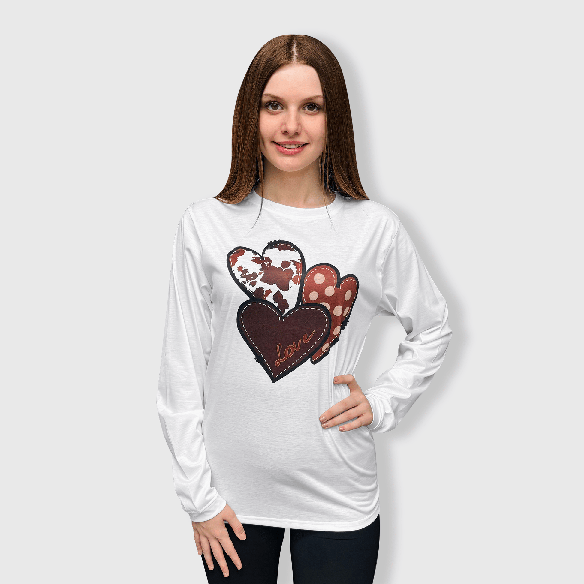 ILTEX Apparel Women's Clothing Heart Cow White Top