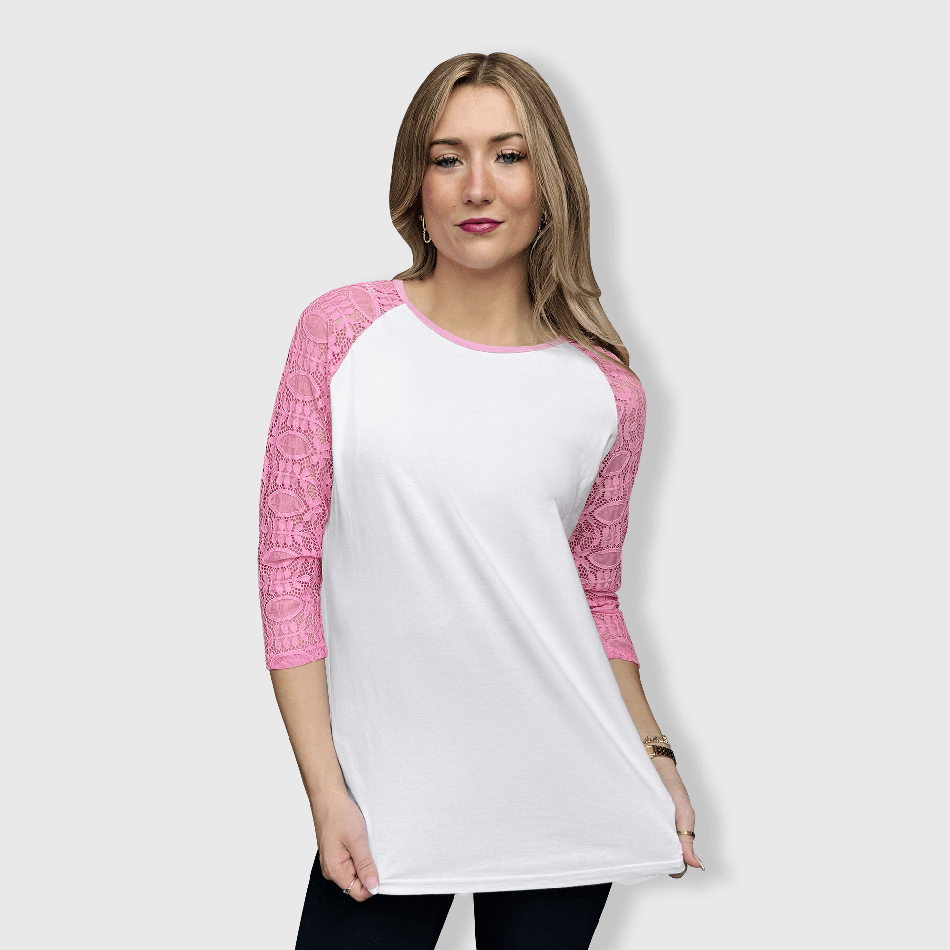 ILTEX Apparel Women's Clothing Lace Sleeves Top