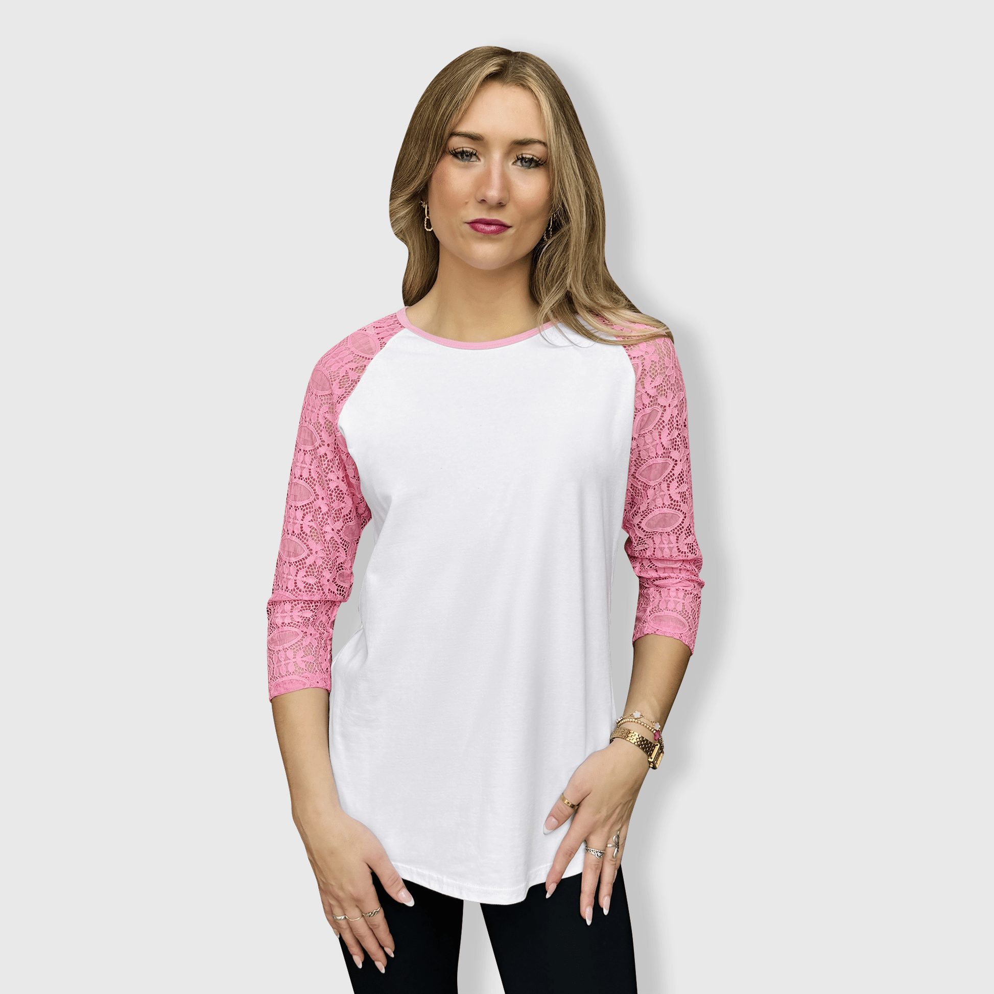 ILTEX Apparel Women's Clothing Lace Sleeves Top