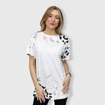 ILTEX Apparel Women's Clothing Leopard Black White Blank Tee