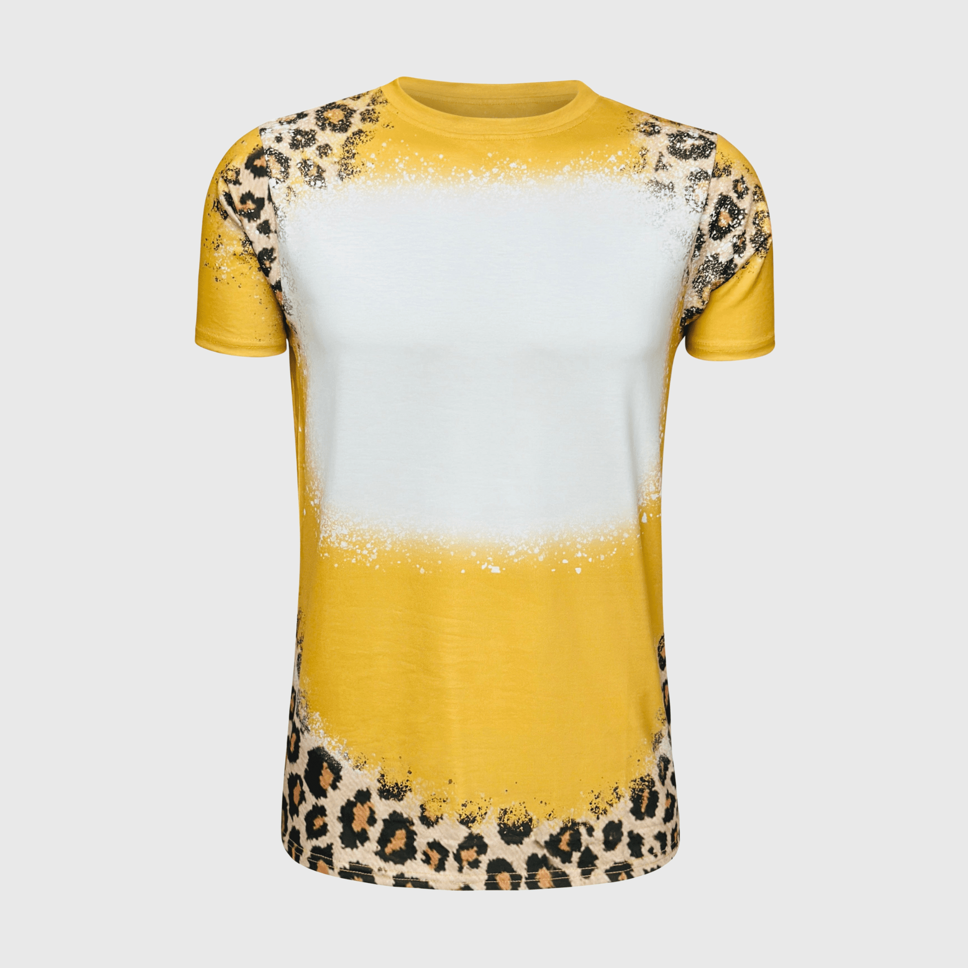 ILTEX Apparel Women's Clothing Leopard Gold Blank Faux Bleached Top