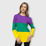 ILTEX Apparel Women's Clothing Mardi Gras Color Block Top