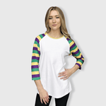 ILTEX Apparel Women's Clothing Mardi Gras Striped White Top