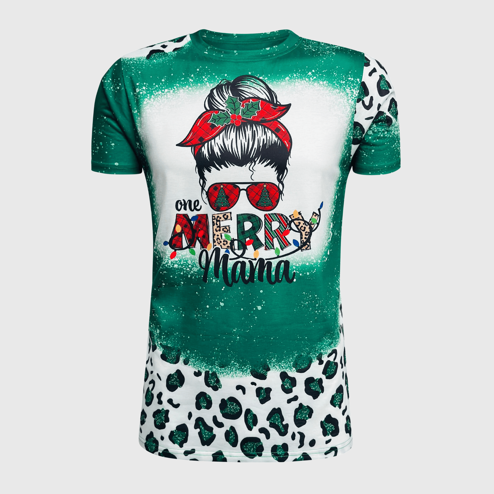 ILTEX Apparel Women's Clothing Merry Mama Green Cheetah Short Sleeve Top