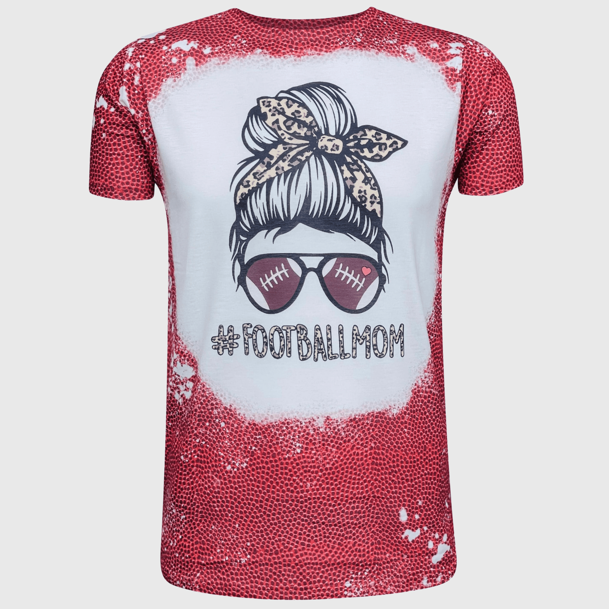 ILTEX Apparel Women's Clothing Messy Bun 'Football Mom' Grains Bleached Top