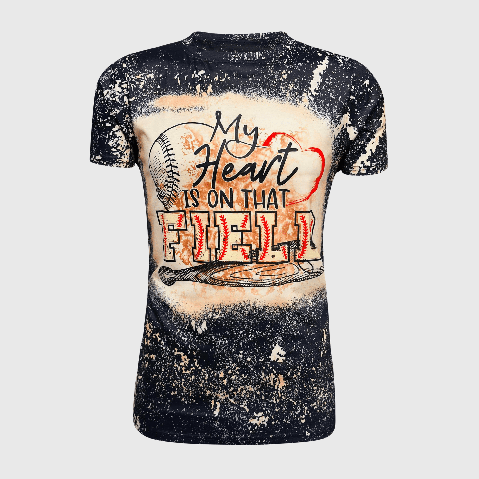 ILTEX Apparel Women's Clothing 'My Heart Is On That Field' Baseball Black Top