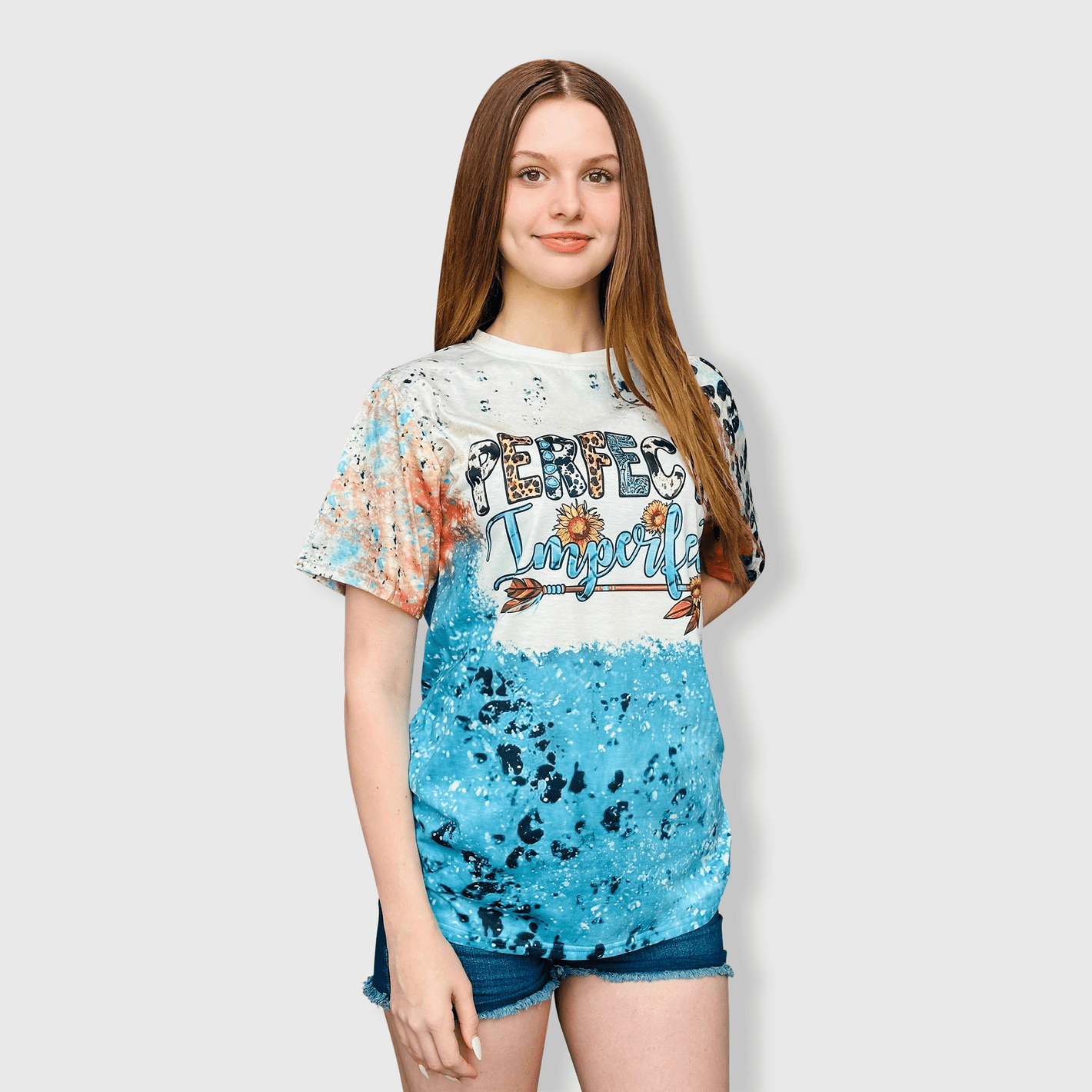 ILTEX Apparel Women's Clothing Perfectly Imperfect Pastel Faux Bleached Top