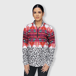 ILTEX Apparel Women's Clothing QZ1001 - Aztec White Cheetah Quarter Zip Top