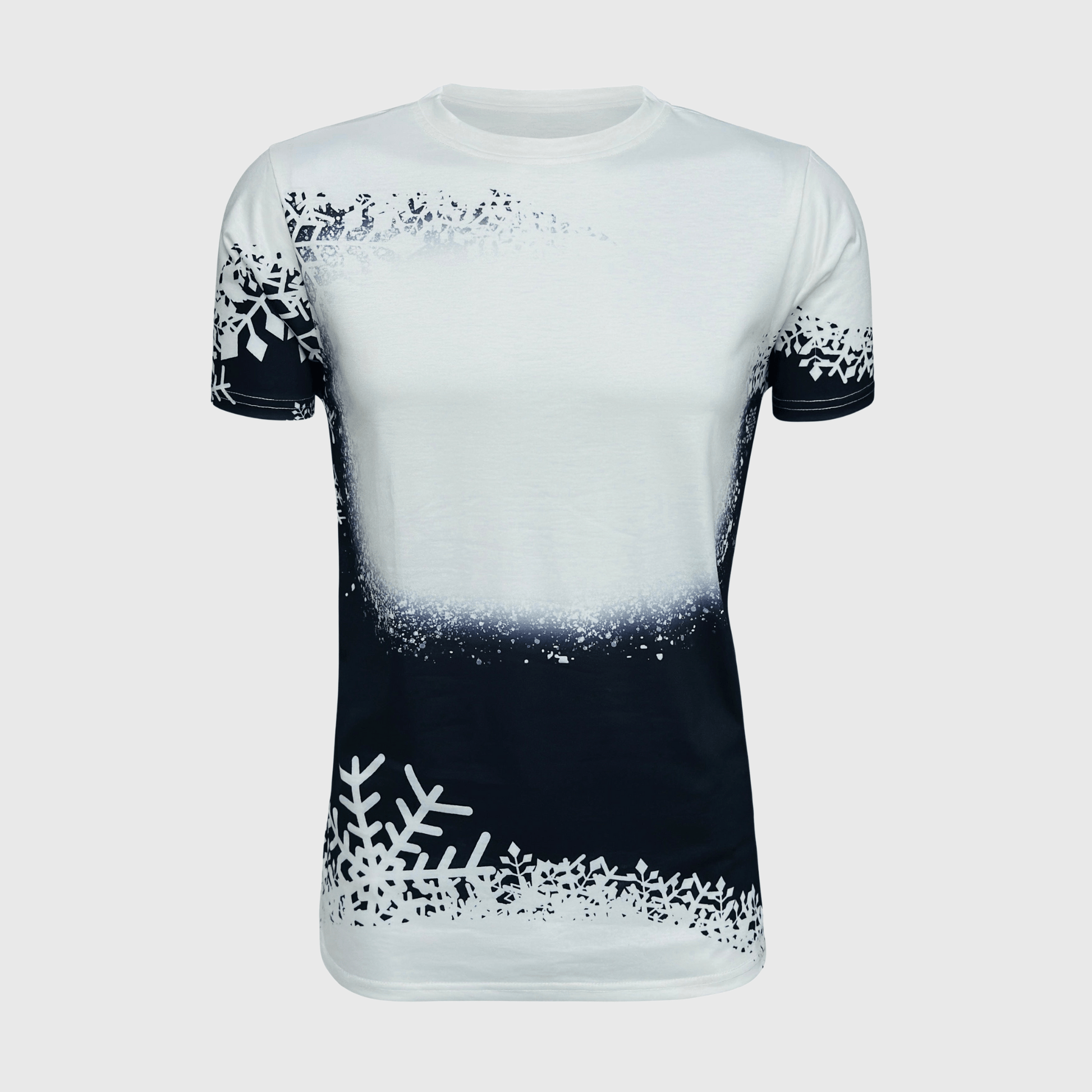 ILTEX Apparel Women's Clothing Snowflakes Black White Blank Faux Bleached Top