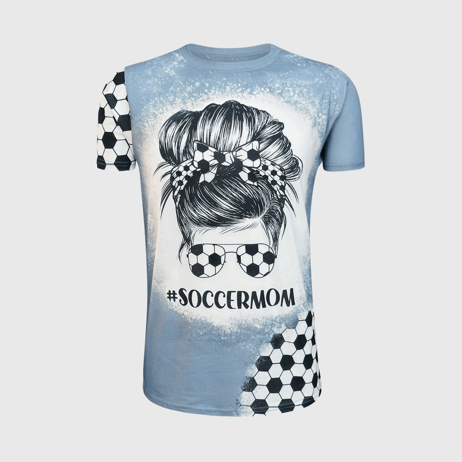 ILTEX Apparel Women's Clothing Soccer Mom Messy Bun Faux Bleached Top