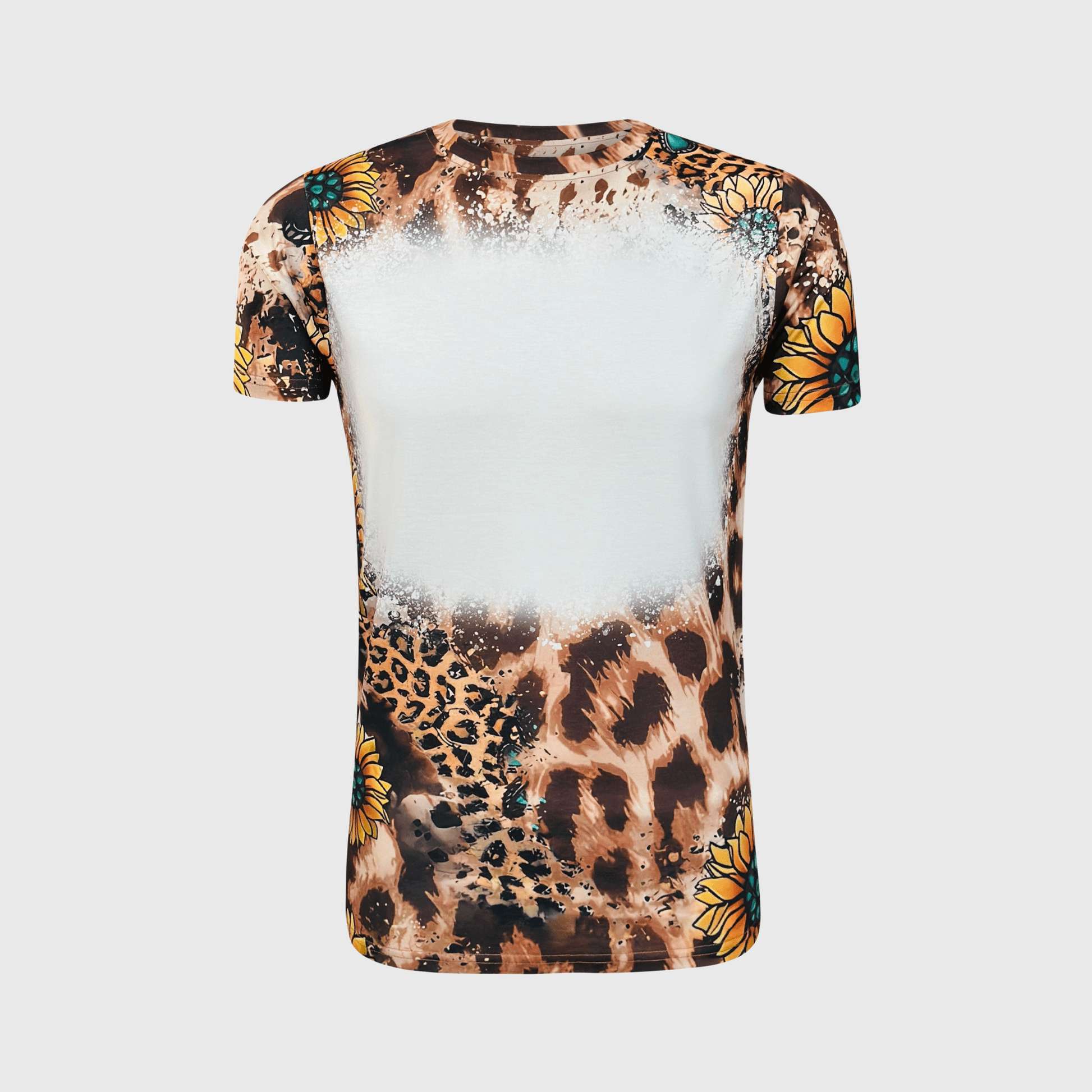 ILTEX Apparel Women's Clothing Sunflower Cheetah Dark Blank Faux Bleached Top