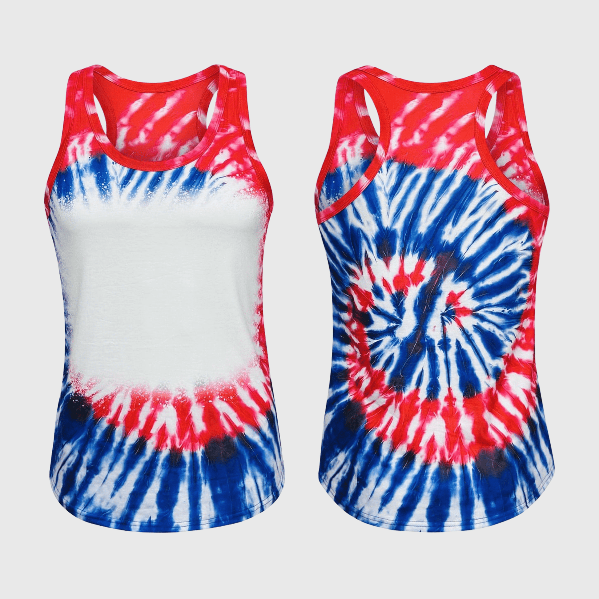 ILTEX Apparel Women's Clothing Tie Dye 4th of July Blank Faux Bleached Tank Top