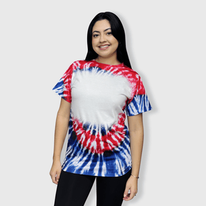 ILTEX Apparel Women's Clothing Tie Dye 4th of July Blank Faux Bleached Top