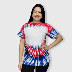 ILTEX Apparel Women's Clothing Tie Dye 4th of July Blank Faux Bleached Top