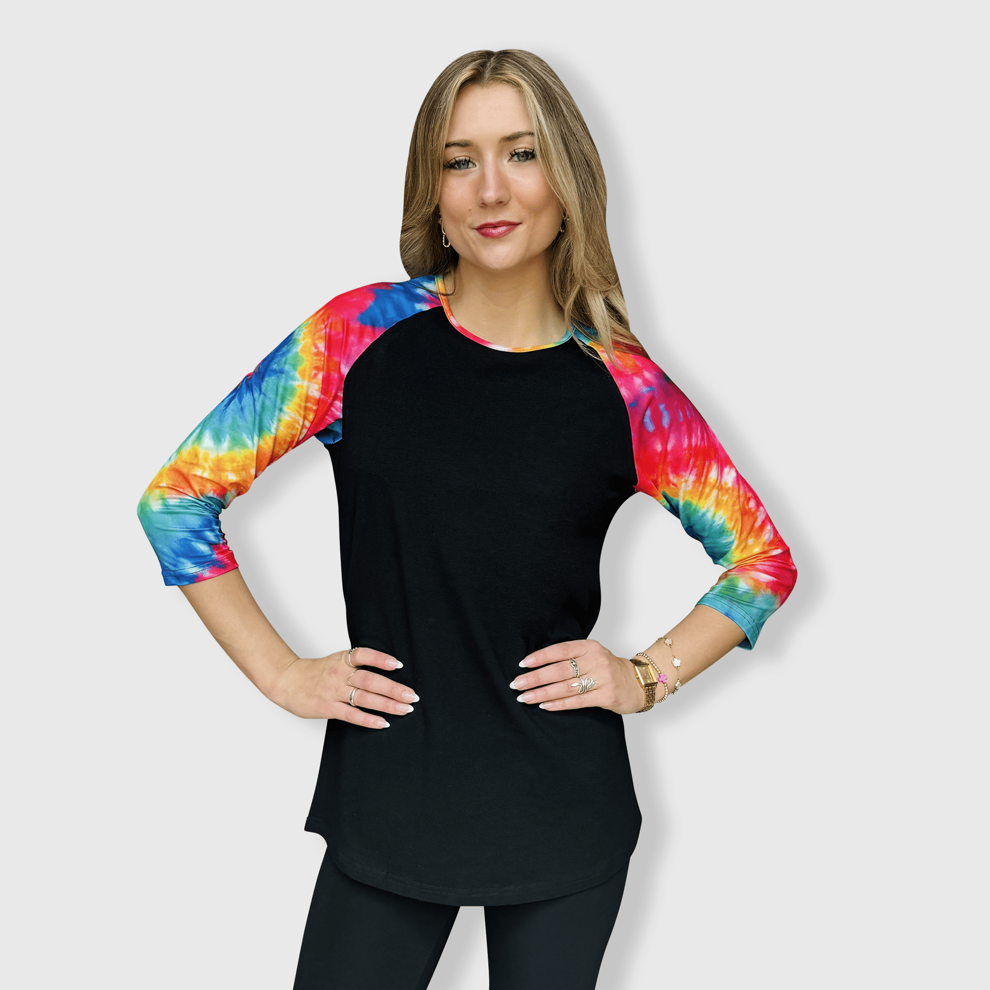 ILTEX Apparel Women's Clothing Tie Dye Black Top