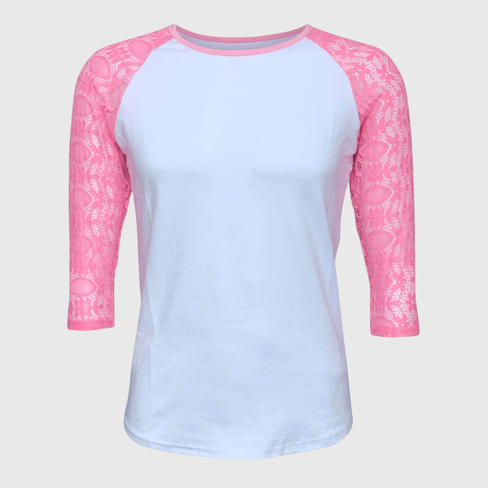 ILTEX Apparel Women's Clothing White/Pink / Small Lace Sleeves Top