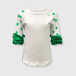 ILTEX T-Shirts Ruffle Raglan St. Patricks White Shamrock Ruffle Top Kids
