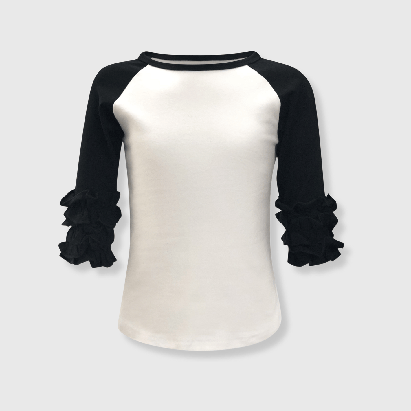 ILTEX T-Shirts Ruffle Raglan White/Black / 0-1 Icing Ruffle Top Kids