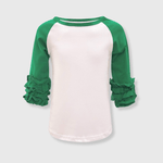 ILTEX T-Shirts Ruffle Raglan White/Kelly Green / 0-1 Icing Ruffle Top Kids
