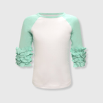 ILTEX T-Shirts Ruffle Raglan White/Mint / 0-1 Icing Ruffle Top Kids