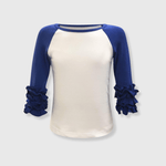 ILTEX T-Shirts Ruffle Raglan White/Royal / 0-1 Icing Ruffle Top Kids