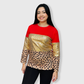 Color Block Red Cheetah Gold Sequin Top