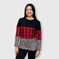 Color Block Red Plaid Cheetah Top