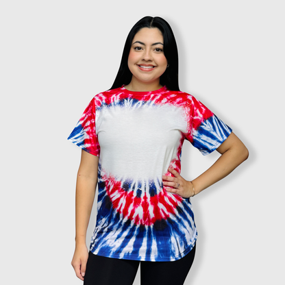 Tie Dye 4th of July Blank Faux Bleached Top