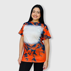 Cloud Orange Navy Blank Faux Bleached Top