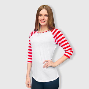 Candy Cane White Red Stripes Polyester Top