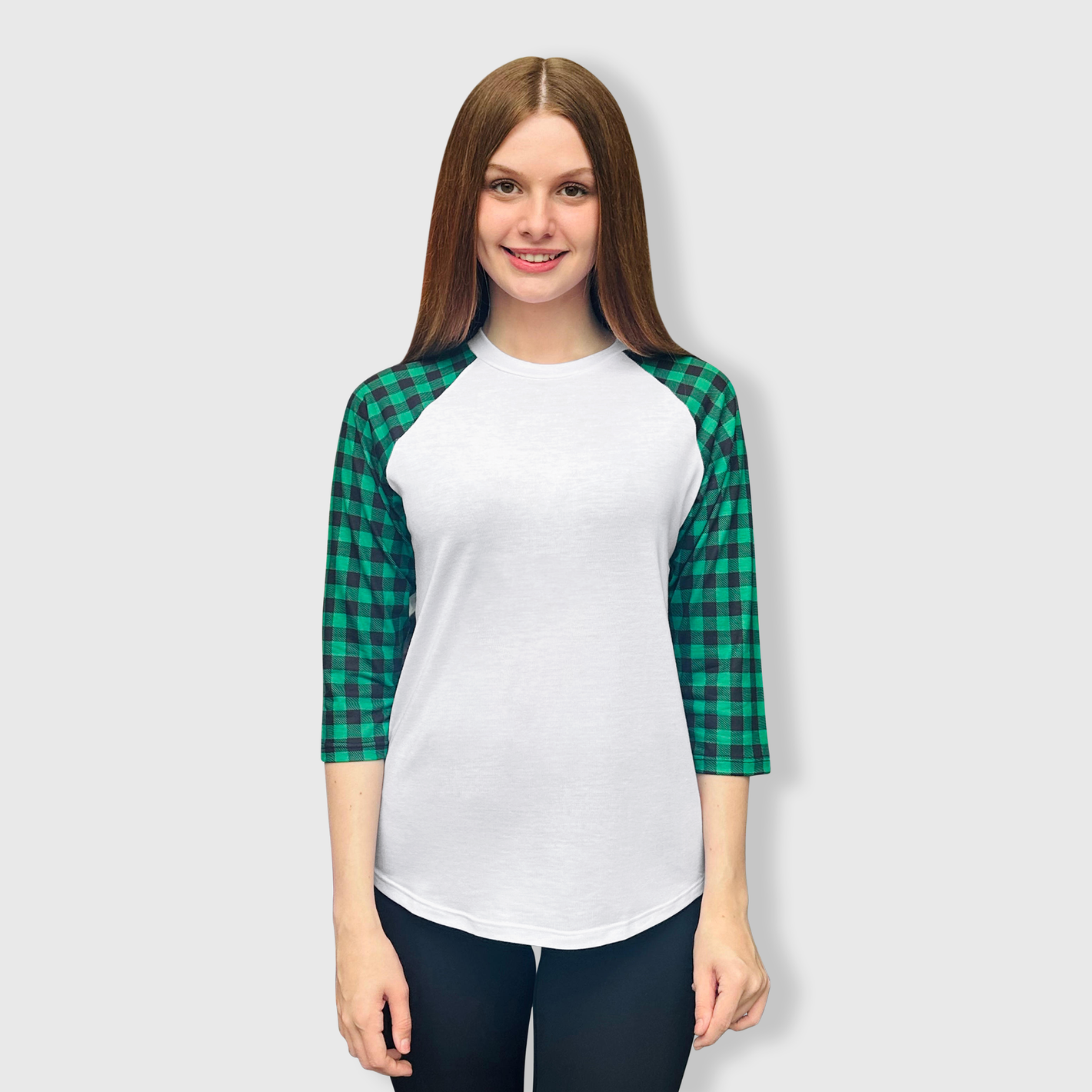 Buffalo Plaid White Green Top Adult