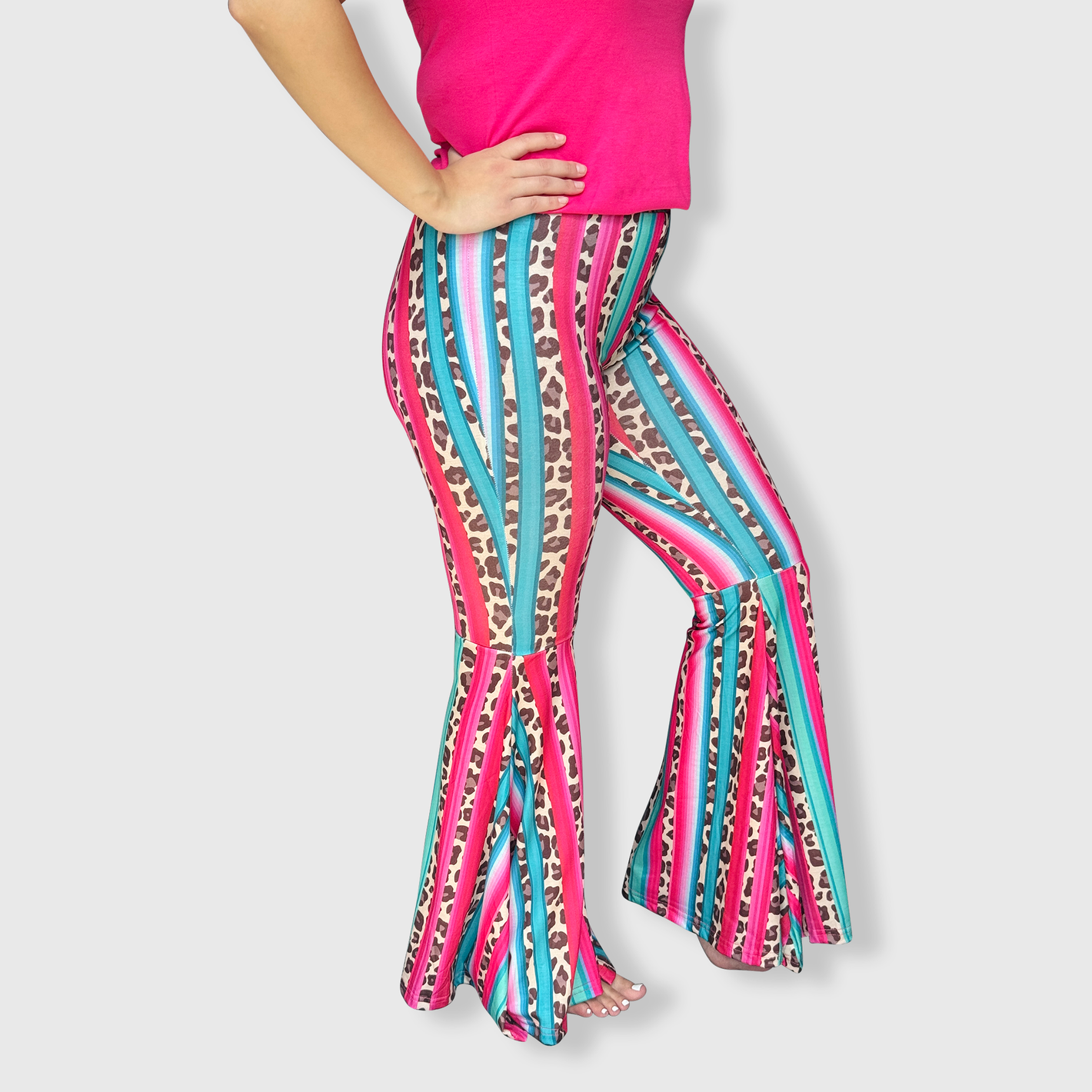 Serape Cheetah Bell Bottom Pants - Adult