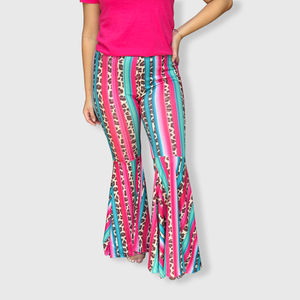 Serape Cheetah Bell Bottom Pants - Adult