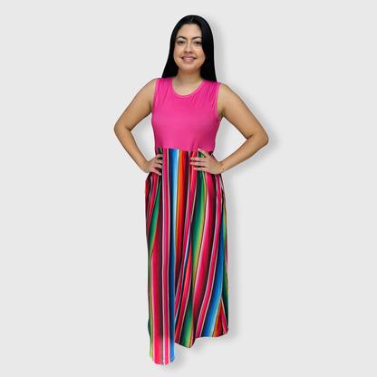 Serape Pink Maxi Dress Women