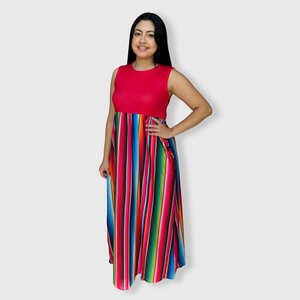 Serape Red Maxi Dress Women