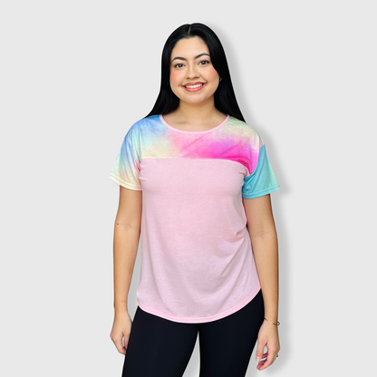 Tie Dye Pastel Pink Short Sleeve Top