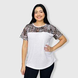 Cheetah Dark White Short Sleeve Top