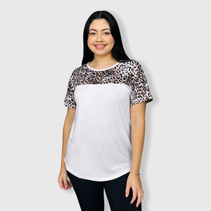 Cheetah Dark White Short Sleeve Top