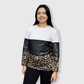 Color Block Black Sequin Cheetah Top