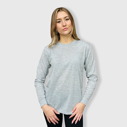 Polyester Gray Cotton-Feel Long Sleeve Tee