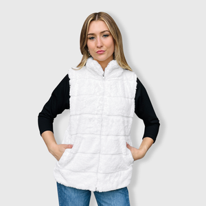 Fluffy White Sherpa Vest Women