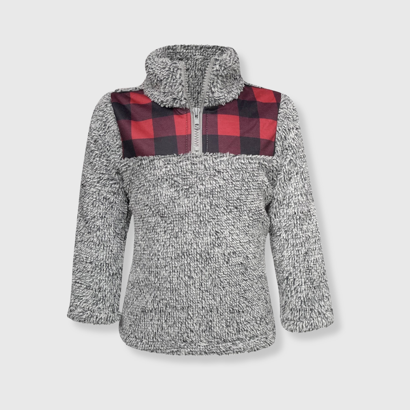 Sherpa Gray Plaid Pullover Kids