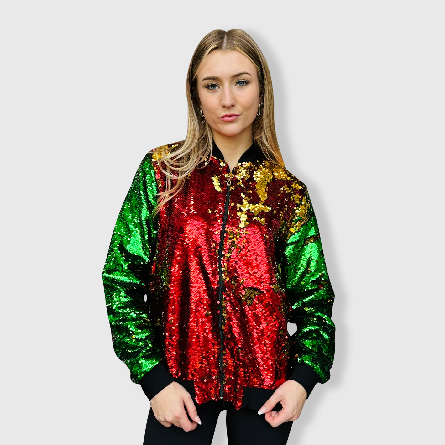 Christmas Sequin Bomber Jacket