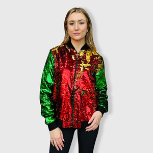 Christmas Sequin Bomber Jacket