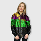 Mardi Gras Color Block Sequin Bomber Jacket